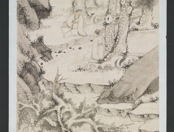 明文徵明松下觀泉圖　軸