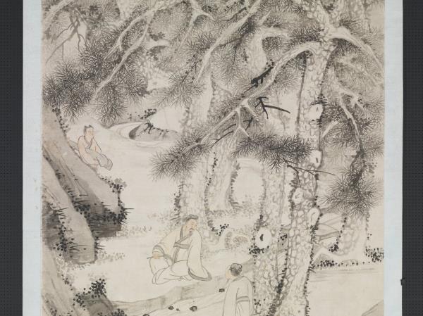 明文徵明松下觀泉圖　軸