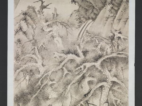 明文徵明松下觀泉圖　軸