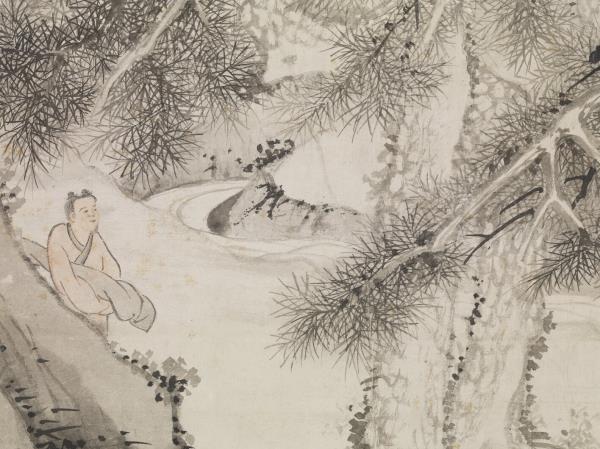 明文徵明松下觀泉圖　軸