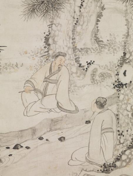 明文徵明松下觀泉圖　軸