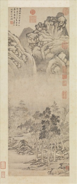 明文徵明風雨歸舟圖　軸