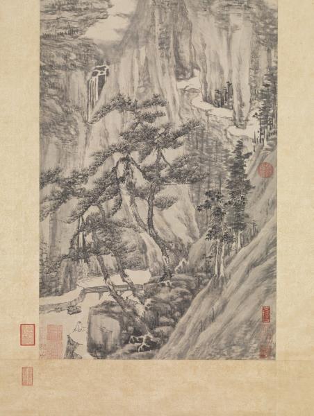 明文徵明松下聽泉圖　軸