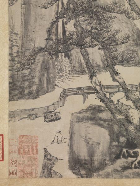 明文徵明松下聽泉圖　軸