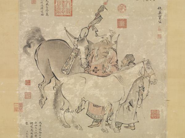 明仇英雙駿圖　軸