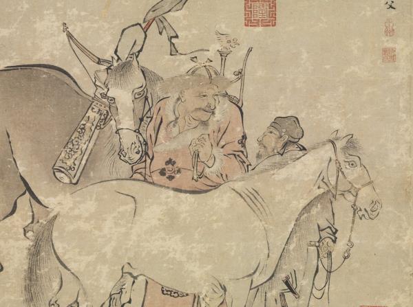 明仇英雙駿圖　軸