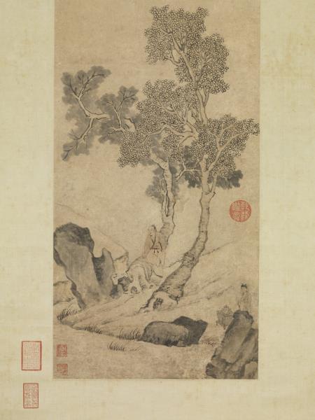 明文徵明喬林煮茗圖　軸