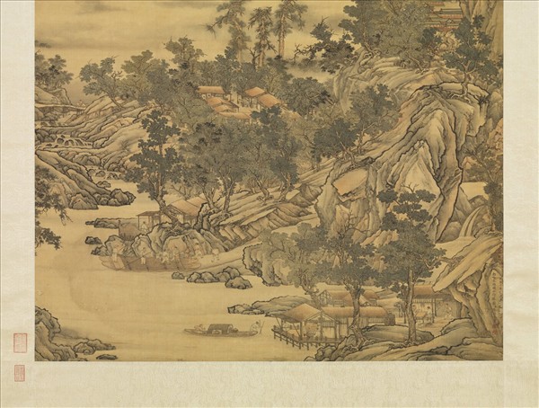 清孫祜倣王維關山行旅圖　軸