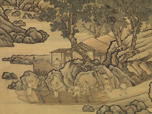 清孫祜倣王維關山行旅圖　軸