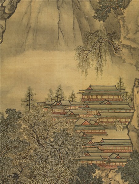 清孫祜倣王維關山行旅圖　軸