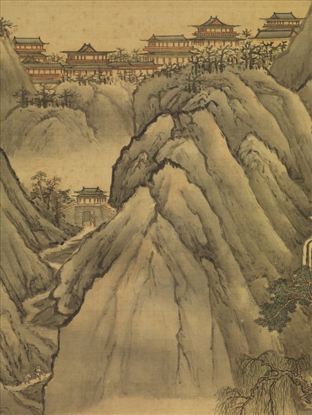 清孫祜倣王維關山行旅圖　軸