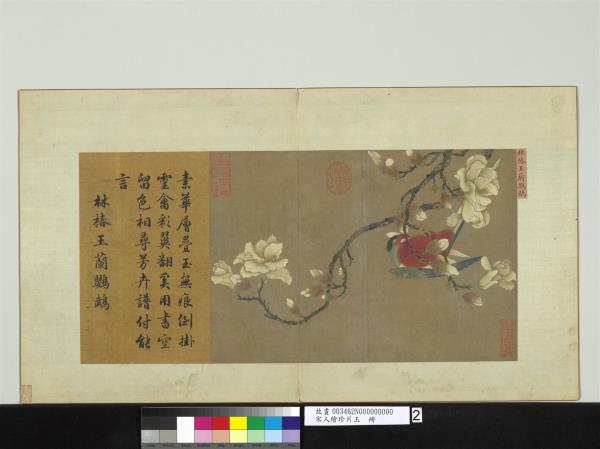 宋人繪珍片玉　冊　宋林椿玉蘭鸚鵡