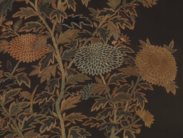 宋繡盆菊詩意簾　軸