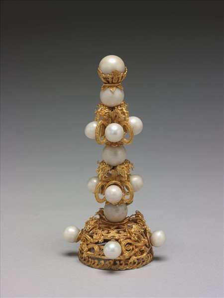 金鑲東珠朝帽頂