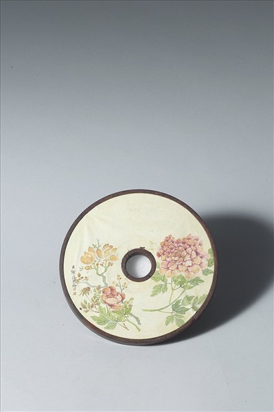 〈西清續鑑‧第三十五冊〉鏡匣雕刻木蓋附謝遂〈花卉〉