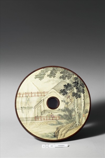 雕刻木蓋附楊大章〈梧桐院落〉