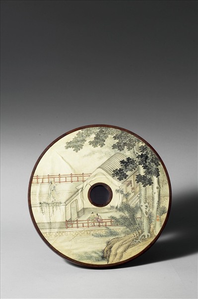 雕刻木蓋附楊大章〈梧桐院落〉