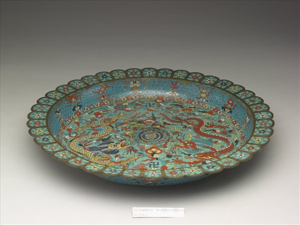 掐絲琺瑯雙龍盤