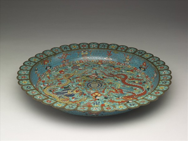 掐絲琺瑯雙龍盤