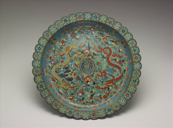 掐絲琺瑯雙龍盤