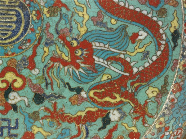 掐絲琺瑯雙龍盤