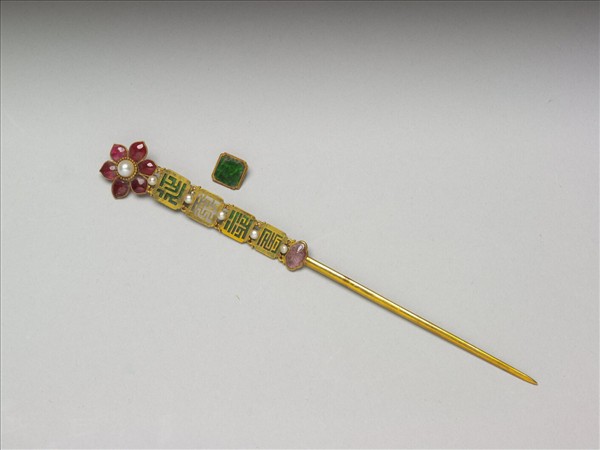 嵌珠翠玉延年益壽金簪