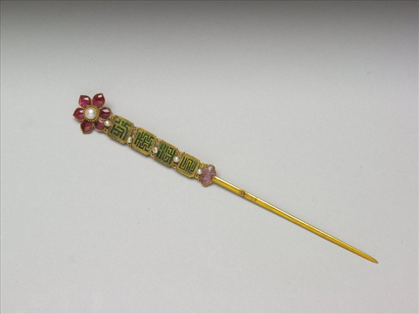 嵌珠翠玉延年益壽金簪