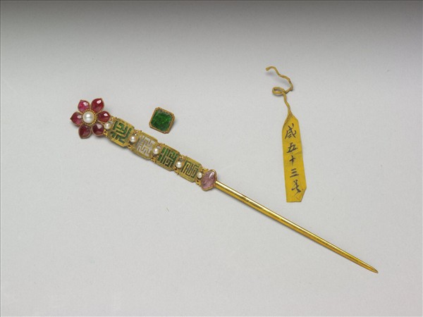 嵌珠翠玉延年益壽金簪