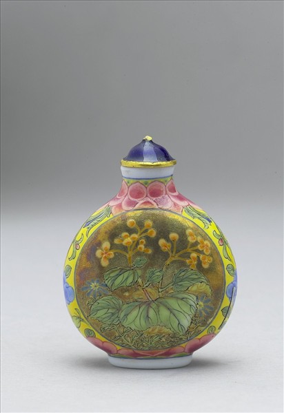 玻璃胎畫琺瑯花卉鼻煙壺