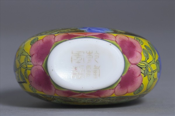 玻璃胎畫琺瑯花卉鼻煙壺