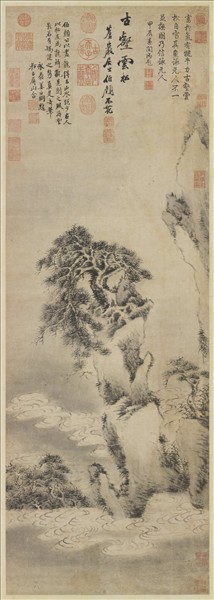 元巴顏布哈古壑雲松圖　軸