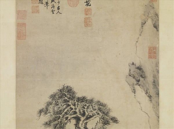 元巴顏布哈古壑雲松圖　軸