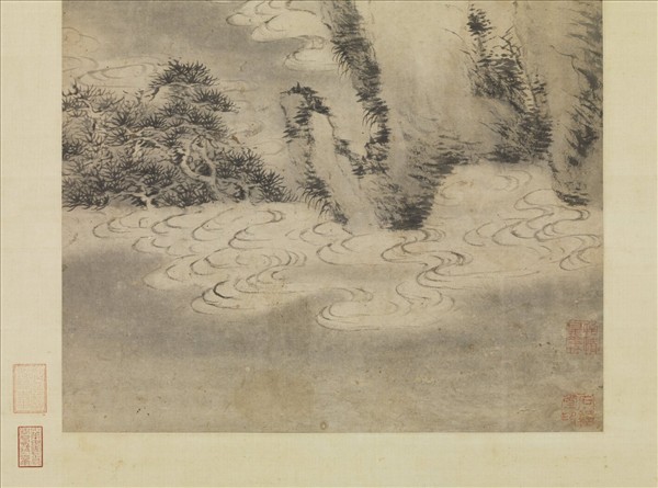 元巴顏布哈古壑雲松圖　軸