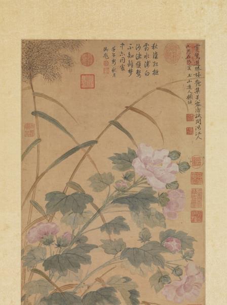 清顧瑛芙蓉雙鴛圖　軸