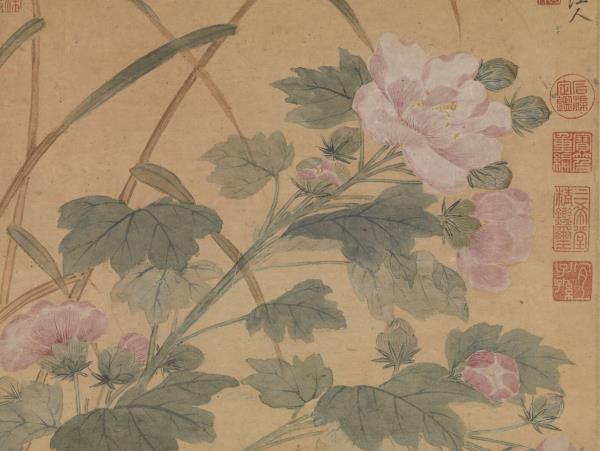 清顧瑛芙蓉雙鴛圖　軸