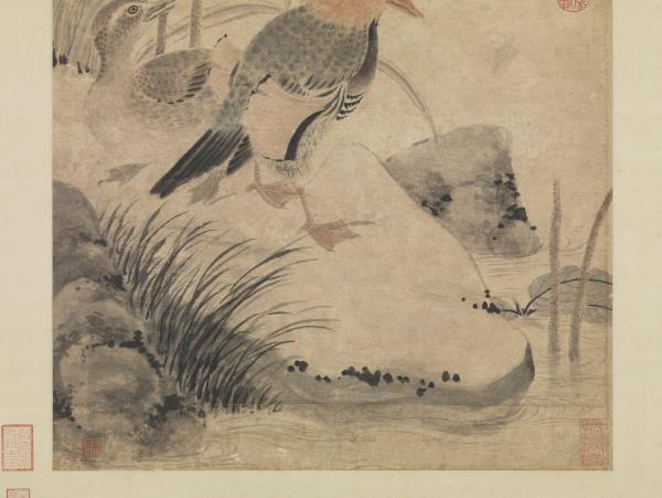 元張中枯荷鸂鶒　軸