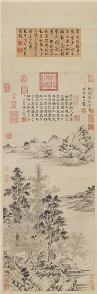 元馬琬秋林釣艇圖　軸