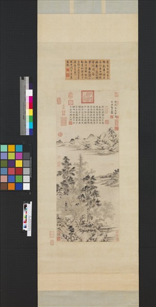 元馬琬秋林釣艇圖　軸