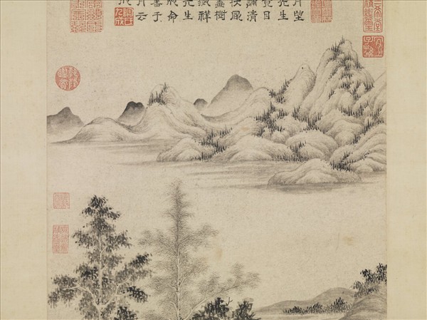 元馬琬秋林釣艇圖　軸