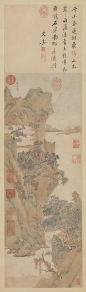 明文嘉畫瀛洲仙侶　軸