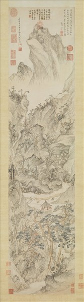 明文伯仁松岡竹塢圖　軸
