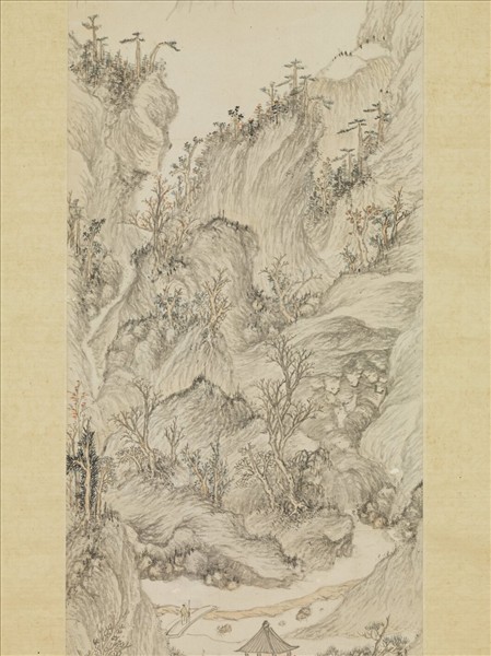 明文伯仁松岡竹塢圖　軸