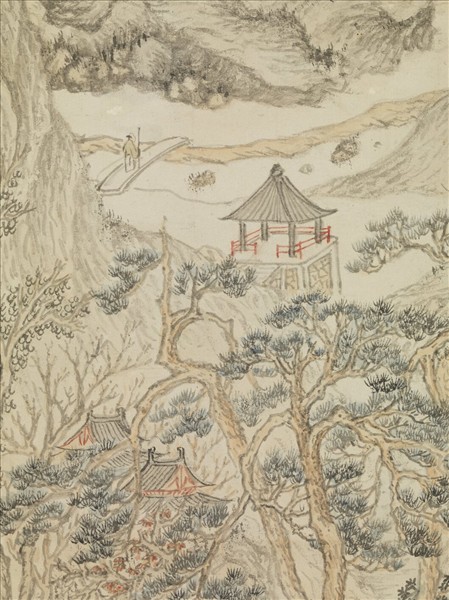 明文伯仁松岡竹塢圖　軸
