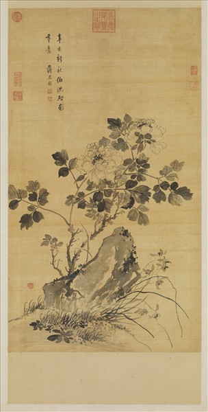 清蔣廷錫墨牡丹　軸