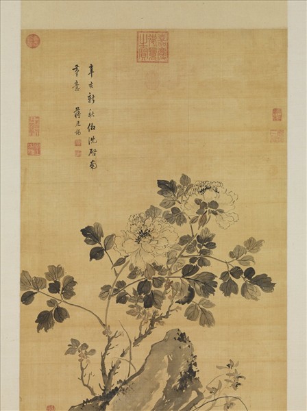 清蔣廷錫墨牡丹　軸