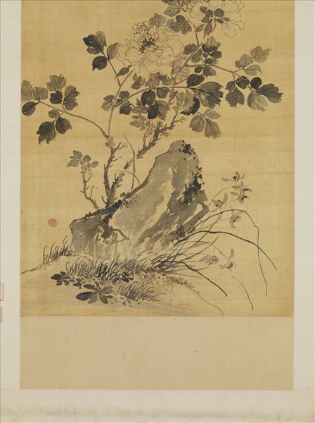 清蔣廷錫墨牡丹　軸