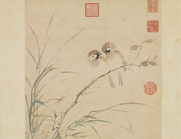 元陳琳疏枝雙雀　軸