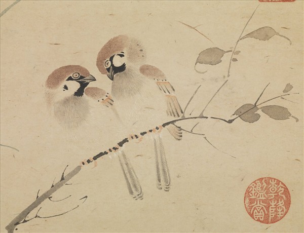 元陳琳疏枝雙雀　軸