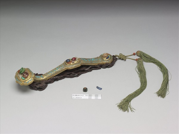 鍍金點翠鑲寶石三多如意