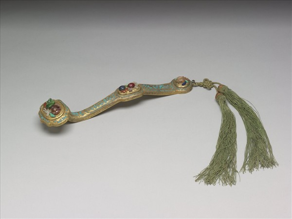 鍍金點翠鑲寶石三多如意